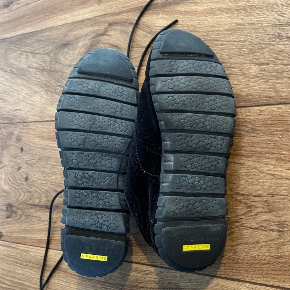 Cole Haan Black Suede Oxfords